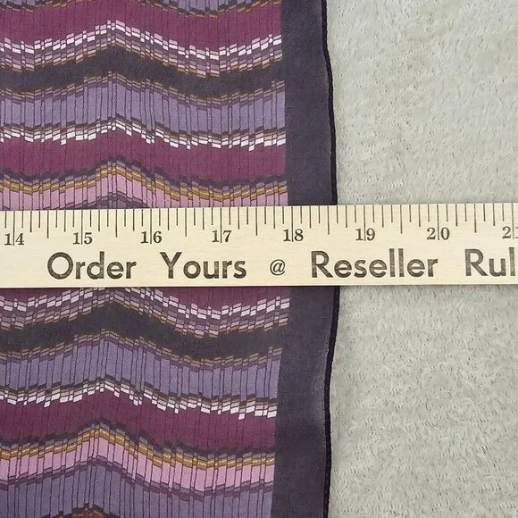 Chevron Scarf Women Square 19.75 x 18.5 Purple Vintage Sheer Zig Zag Lavender - Picture 10 of 10